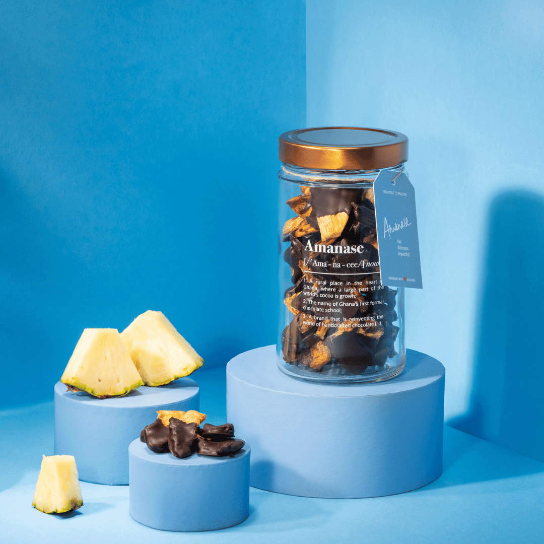 Amanase Vegane Faire Handgemachte Bio Ananas in Dark Chocolate