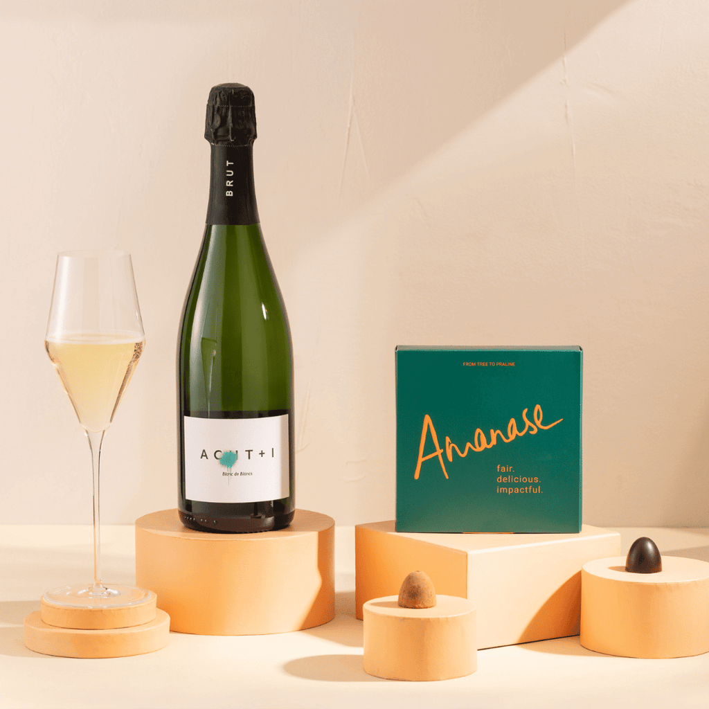 Amanase x Acht+1: Fairste Pralinen und Crémant 