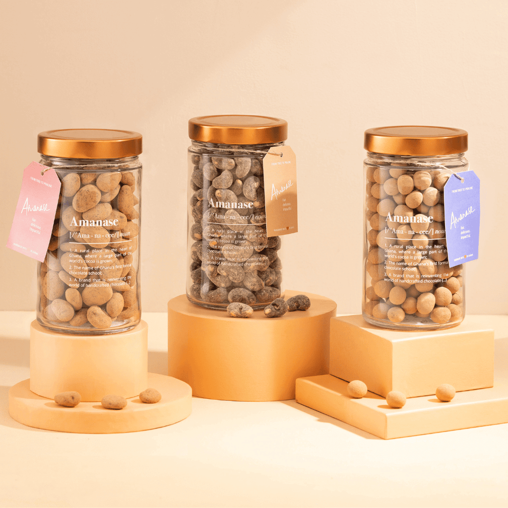 Amanase Zero Waste Nuss Edition mit Schokolade – Haselnuss Cashew Mandel – Bio Vegan Handmade Fair